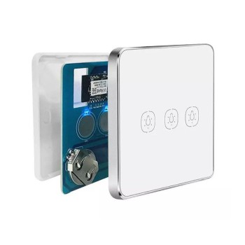 Zigbee Smart Διακόπτης Αφής  τοίχου 3 Επαφών, Τροφοδοτούμενος με Μπαταρίες - BMC03ZBE Zigbee Smart Διακόπτης Αφής  τοίχου 3 Επαφών, Τροφοδοτούμενος με Μπαταρίες - BMC03ZBE
