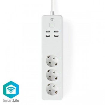 NEDIS  WiFi Smart Πολύπριζο με 4 θύρες USB 16A-WIFIP310FWT NEDIS  WiFi Smart Πολύπριζο με 4 θύρες USB 16A-WIFIP310FWT