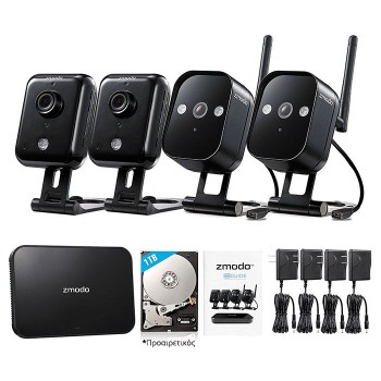Mini NVR Σετ 4κάναλο Ασύρματο  με 2 IP Κάμερες Εσωτ. χώρου & 2 Εξωτ. χώρου 720p - ZM-KW1001 Mini NVR Σετ 4κάναλο Ασύρματο  με 2 IP Κάμερες Εσωτ. χώρου & 2 Εξωτ. χώρου 720p - ZM-KW1001