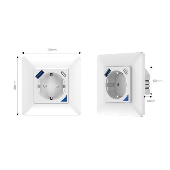 Smart WiFi Πρίζα Τοίχου 16A με Θύρες USB A και USB C Smart WiFi Πρίζα Τοίχου 16A με Θύρες USB A και USB C