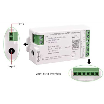 BMC Controller με Dimmer WiFi Tuya RF για ταινιες COD LED CCT απο 12v -24v - CWR1SNG