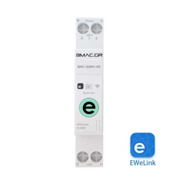 BMAC WiFi Ασφαλειοδιακόπτης 1P 63A με Ένδειξη Κατανάλωσης Ρεύματος, Συμβατό με Συσκευές Sonoff - SNM1-GR BMAC WiFi Ασφαλειοδιακόπτης 1P 63A με Ένδειξη Κατανάλωσης Ρεύματος, Συμβατό με Συσκευές Sonoff - SNM1-GR