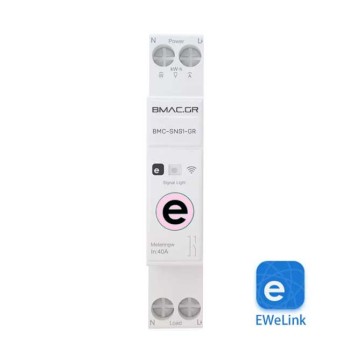 BMAC WiFi Ασφαλειοδιακόπτης 1P 63A με Ένδειξη Κατανάλωσης Ρεύματος, Συμβατό με Συσκευές Sonoff - SNS1-GR BMAC WiFi Ασφαλειοδιακόπτης 1P 63A με Ένδειξη Κατανάλωσης Ρεύματος, Συμβατό με Συσκευές Sonoff - SNS1-GR